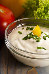 Image showing Delicious cream cheese with chives and vegetables