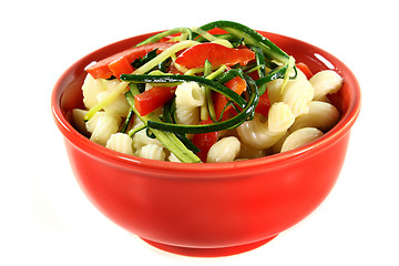 Image showing Pasta with red pepper zucchini vegetable