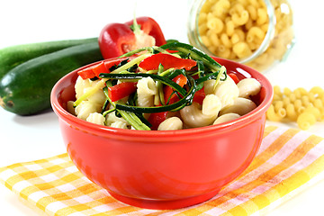 Image showing Pasta with red pepper zucchini vegetable
