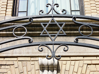 Image showing star of david wrought iron fence New York