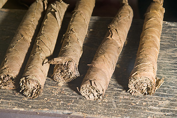 Image showing hand made cigars unfinished