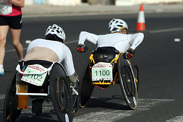 Image showing LANZAROTE , SPAIN - NOVEMBER 29: Disabled athlete in a sport whe