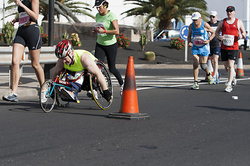 Image showing LANZAROTE , SPAIN - NOVEMBER 29: Disabled athlete in a sport whe