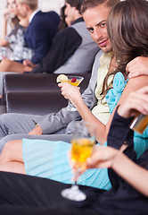 Image showing Three couples on a romantic date in the night club