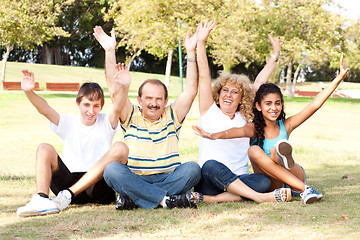 Image showing Young family having fun in park