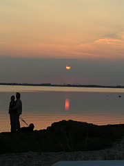 Image showing An evening walk at the sea