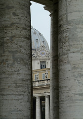 Image showing Detail of St. Peter's Cathedral seen through the colonnade