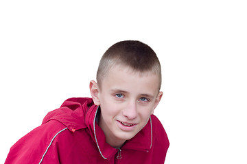 Image showing Smiling boy in red