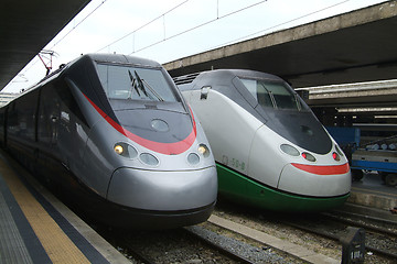 Image showing Two Italian express trains