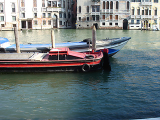 Image showing moored barges on Canal Grande