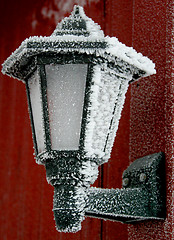 Image showing Lamp on the red wall