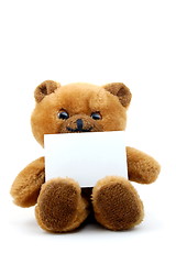 Image showing isolated teddy with blank sheet