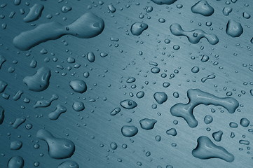 Image showing water drops on metal surface