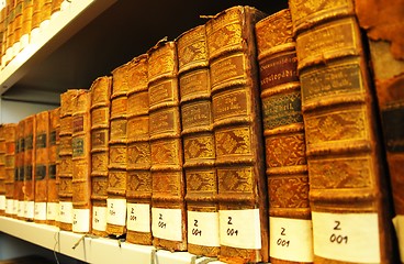 Image showing old books in a library