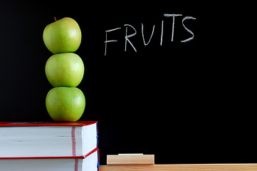 Image showing apples and chalkboard