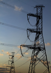 Image showing high voltage power pylons