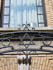 Image showing star of david wrought iron fence New York