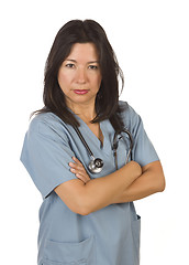 Image showing Serious Hispanic Doctor or Nurse on White