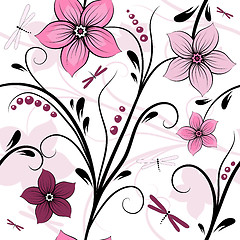 Image showing White seamless floral pattern