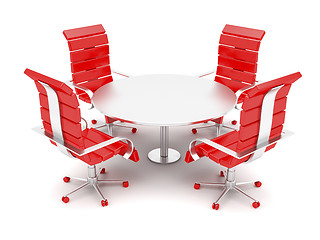 Image showing Office armchairs and round table 