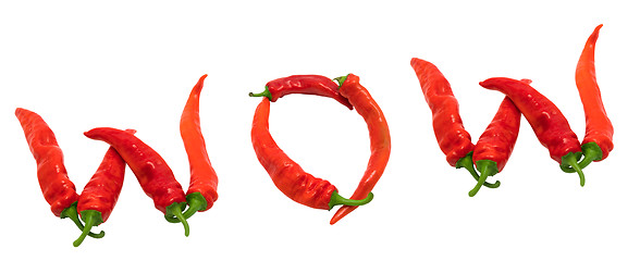 Image showing WOW text composed of chili peppers