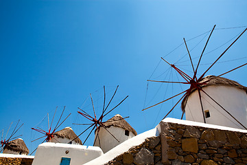 Image showing Windmills in Mykonos, Greece