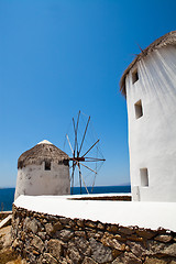 Image showing Windmills in Mykonos, Greece