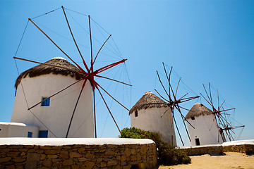 Image showing Windmills in Mykonos, Greece