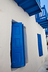 Image showing Blue windows in Mykonos, Greece