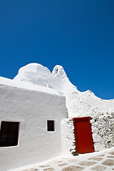 Image showing Red door in Mykonos, Greece