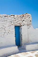 Image showing Blue door in Mykonos, Greece