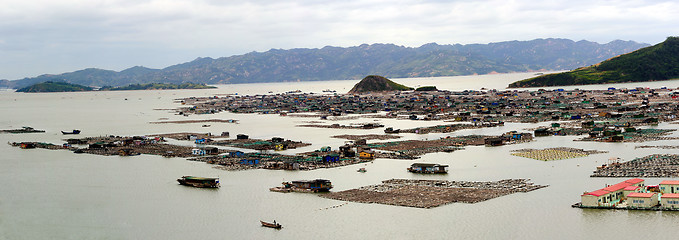 Image showing Fishing village on the sea