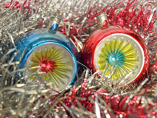 Image showing Christmas bauble and tinsel