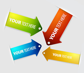 Image showing Set of long horizontal colorful arrow bookmarks