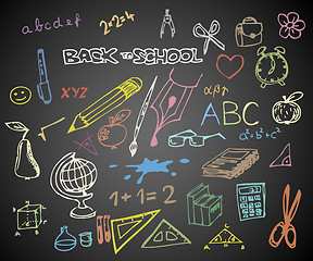 Image showing Back to school - set of school doodle vector illustrations