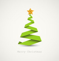 Image showing Simple vector christmas tree made from paper stripe