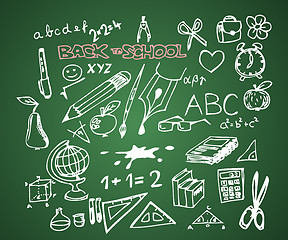 Image showing Back to school - set of school doodle vector illustrations