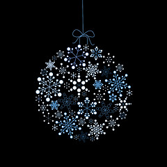 Image showing Christmas ball made from blue snowflakes