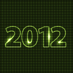 Image showing Vector New Year card 2012 - green neon numbers