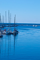Image showing Marina with sailboats