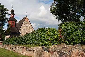 Image showing typical finnish church in the summer