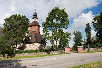 Image showing typical finnish church in the summer