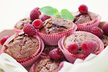 Image showing muffins with raspberries