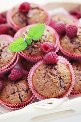 Image showing muffins with raspberries