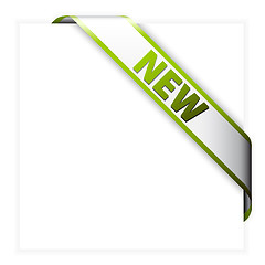 Image showing New white corner ribbon with green border