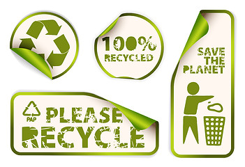 Image showing Set of recycled labels badges and stickers