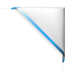Image showing White corner ribbon with blue thin border