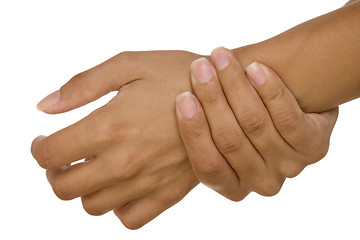 Image showing human hand measuring arm pulse