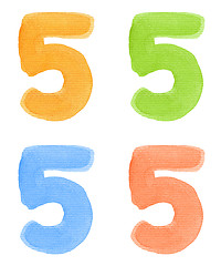 Image showing Watercolor number