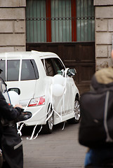 Image showing Wedding car on street